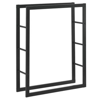 [en.casa] Brandhout rek houtopslag Täby zwart 80x25x100 cm, Verzenden