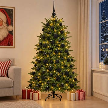 vidaXL Kunstkerstboom met kerstbal 210 cm 300 LEDs Warmwit, Verzenden, Nieuw