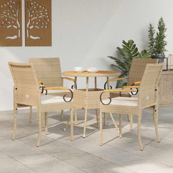 vidaXL Tuinstoelen 4 st Beige en Crème Wit Poly rattan en, Verzenden, Nieuw, Rotan