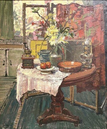 Jules De Cort (1918-1999) - Interieur met gedekte ronde