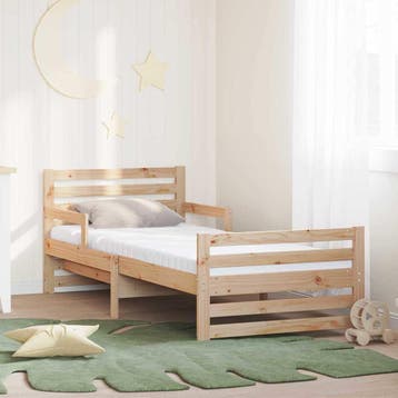 vidaXL Bedframe met uitbreidbaar matras Bruin 80 x 200 cm, Verzenden, Nieuw, Bruin, Hout