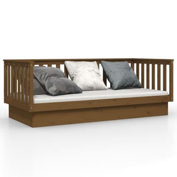 Slaapbank 100x200 honingbruin - 59% korting, Eenpersoons, Bruin, Ophalen of Verzenden, 200 cm