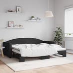 vidaXL Slaapbank met onderschuifbed 90x200 cm stof zwart, 90 cm, Eenpersoons, Verzenden, Zwart