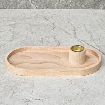 HOCHO Beukenhouten Dienblad met Kaarshouder – 200x100x35.., Ophalen of Verzenden, Nieuw