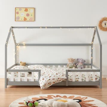 Kinderbed Sisimiut huisbed met matras 120x200 cm lichtgrijs, Kinderen en Baby's, Kinderkamer | Bedden, Verzenden, Nieuw