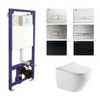 Toiletset Budget 93 Mudo Randloos Met Zitting Mat Wit Met, Doe-het-zelf en Verbouw, Sanitair, Ophalen of Verzenden, Nieuw, Chroom