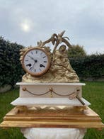 Klok - Albast, Messing - 1880-1920 - antieke schouwklok