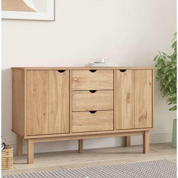 vidaXL Dressoir OTTA 113,5x43x73 cm massief grenenhout, Verzenden, Nieuw, Grenenhout, Minder dan 50 cm