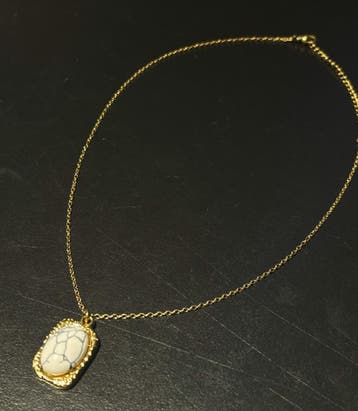 No-Fade Goud-Stijl Vergulde Witte Marmer Hanger Ketting, Overige materialen, Overige voorstellingen, Nieuw, Ophalen of Verzenden