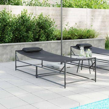 vidaXL Tuin Zonnebed 2 st Antraciet Gepoedercoat staal, Verzenden, Nieuw