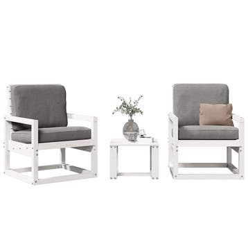 vidaXL 3-delige Loungeset massief grenenhout wit, Tuin en Terras, Verzenden, Nieuw, Loungeset