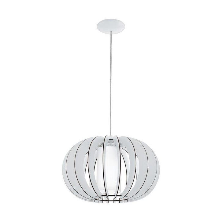 Witte landelijke hanglamp hout, Kiran, 40 cm, Huis en Inrichting, Lampen | Hanglampen, Nieuw, Glas, 75 cm of meer, Ophalen of Verzenden