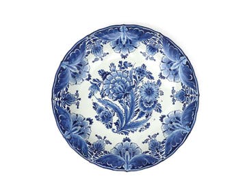Een aardewerk wandbord/schaal, Porceleyne Fles, Delft, 1951, Gebruikt