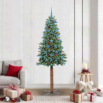 vidaXL Slanke Kerstboom Groen 210 cm PVC en massief, Verzenden, Nieuw