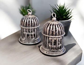 Grote metalen 3D hanger van een vogelkooi met vogel afm...., Ophalen of Verzenden, Nieuw, Bedel
