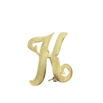 8 karaat broche; Letter K, Ophalen of Verzenden, Gebruikt, Overige kleuren, Goud