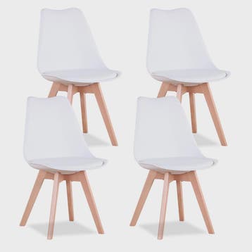 Set van 4 Scandinavische Eetkamerstoelen met Houten Poten en, Huis en Inrichting, Stoelen, Verzenden, Nieuw
