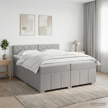 vidaXL Boxspringbed met matras Lichtgrijs 200 x 200 cm Stof, Verzenden, Nieuw, Tweepersoons, Stof