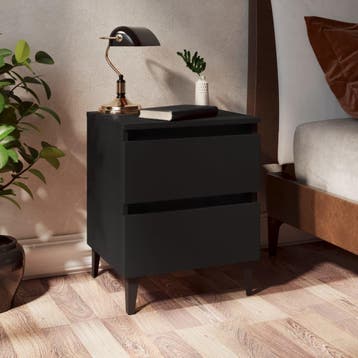 vidaXL Nachtkastje 40x35x50 cm bewerkt hout zwart, Huis en Inrichting, Slaapkamer | Nachtkastjes, Minder dan 45 cm, Verzenden