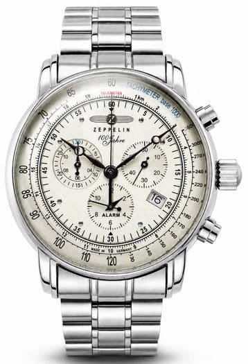Zeppelin 8680MB-3 100 Jahre Zeppelin chronograaf horloge 42, Overige merken, Staal, Verzenden, Polshorloge