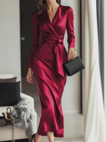 Elegante Damesjurk met Lange Mouwen en Tailleband - Hepburn, Kleding | Dames, Jurken, Verzenden, Nieuw