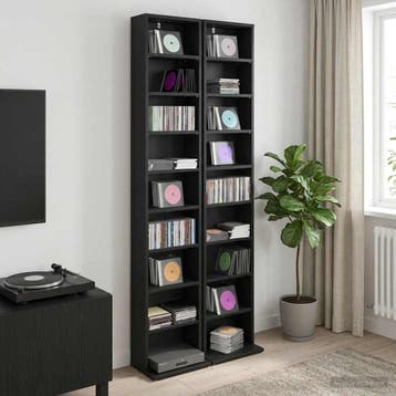vidaXL CD Kast 2 st Zwart eiken 33 x 23,5 x 175 cm Bewerkt, Huis en Inrichting, Verzenden, Nieuw