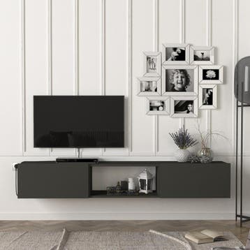 [en.casa] Tv-meubel Paltamo zwevend 180x31x29,5 cm antraciet, Verzenden, Nieuw