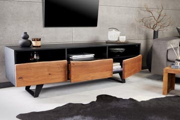 Industrieel design tv-meubel ORGANIC ARTWORK 140 cm massief, Huis en Inrichting, Kasten | Televisiemeubels, Ophalen of Verzenden