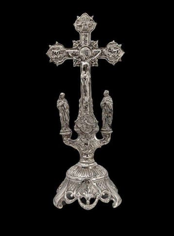 Crucifix - Verzilverd - Begin van de twintigste eeuw -, Antiek en Kunst