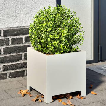 vidaXL Plantenbak 30x30x30 cm staal wit, Verzenden, Nieuw, Metaal