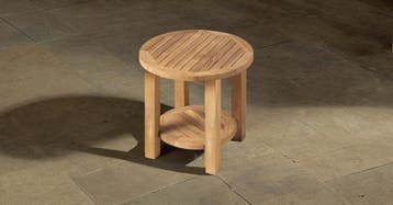 Tuin Salontafel Teakhout | Rond Ø 60 met onderblad |, Verzenden, Nieuw, 100 tot 150 cm, Minder dan 50 cm