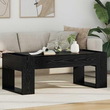vidaXL Salontafel Zwart Eiken 110 x 50 x 41 cm Bewerkt hout, Huis en Inrichting, Tafels | Salontafels, Verzenden, Nieuw, Overige houtsoorten