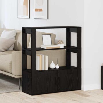 vidaXL Dressoir Zwart eiken 30 x 80 x 90 cm Bewerkt hout, Verzenden, Nieuw, Overige houtsoorten, Minder dan 50 cm