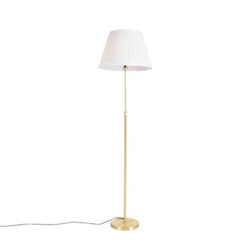 Vloerlamp goud/messing met plisse kap crème 45 cm - Parte, Verzenden, Nieuw, Country-rustic