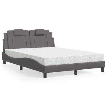 vidaXL Bed Viana met matras kunstleer grijs 120x200 cm, Overige materialen, Verzenden, Nieuw, Twijfelaar