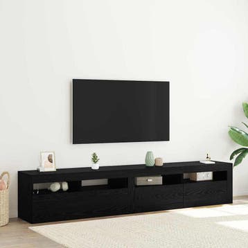 vidaXL TV-kast 2 pcs Zwart Eiken 210 x 35 x 40 cm Bewerkt, Minder dan 50 cm, Verzenden, Nieuw, Minder dan 100 cm