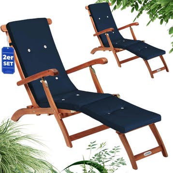 Ligbed Queen Mary® Set van 2 acaciahout FSC®-gecertificee., Verzenden, Nieuw