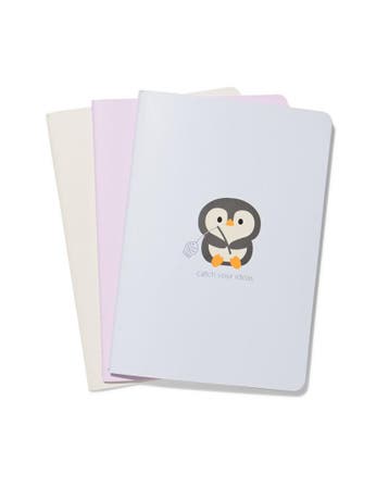 HEMA Schrift A5 gelinieerd pinguïn- 3 stuks, Verzenden, Nieuw