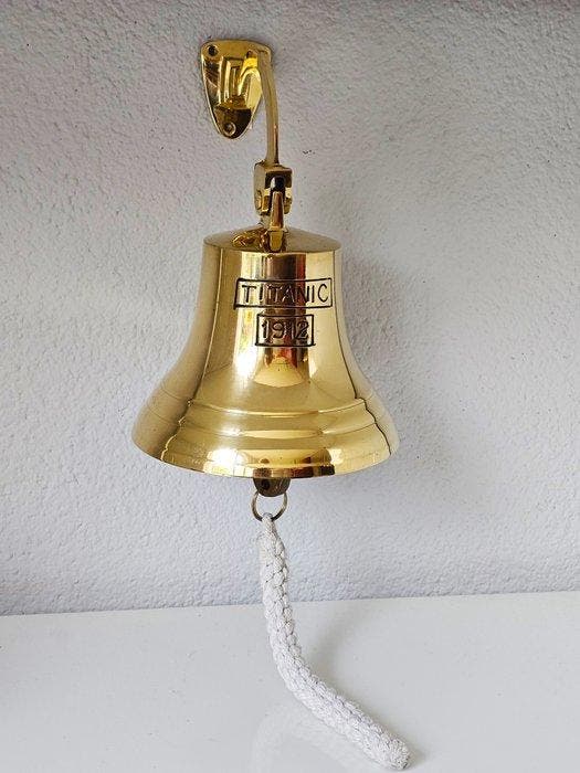 Scheepsbel - Messing, Touw - model Titanic 1912, Antiek en Kunst, Kunst | Designobjecten
