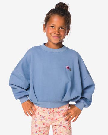 HEMA Kindertrui bloemen blauw, Verzenden, Nieuw
