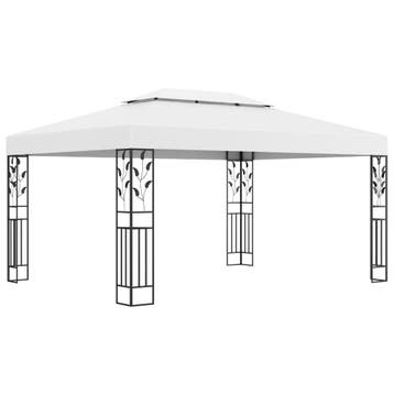 vidaXL Prieel met dubbel dak 3x4 m wit, Verzenden, Nieuw
