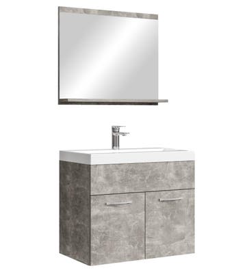 Badkamermeubel Montreal Set 02 60 x 35 cm Beton Grijs, Huis en Inrichting, Badkamer | Badkamermeubels, Verzenden, Nieuw, Wastafelkast