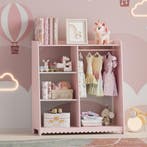Kinderrek Vestnes 90x80x38 cm roze en wit [en.casa], Verzenden, Nieuw