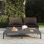 vidaXL Tuinbanken 2 st met kussens halfrond poly rattan, Verzenden, Nieuw