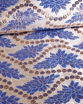 Jacquard Brokaat Goud/Blauw, Nieuw