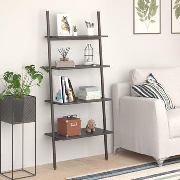 vidaXL Ladderrek met 4 schappen 64x34x150,5 cm zwart, Verzenden, Nieuw, 50 tot 100 cm, 150 tot 200 cm