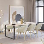 Eetkamerstoel Marilyn, koordlook, gestoffeerd - creme/goud,, Verzenden, Nieuw