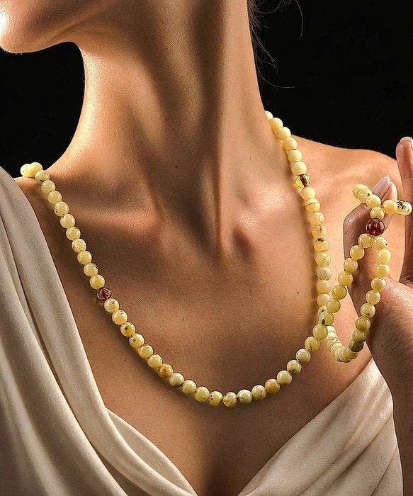 Barnsteen - Butterscotch Amber Mala – Baltic Prayer Beads –, Antiek en Kunst, Curiosa en Brocante