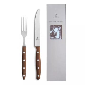 Robert Herder Windmühle Steakvork en Steakmes – RVS – F, Ophalen of Verzenden, Nieuw, Rvs of Chroom