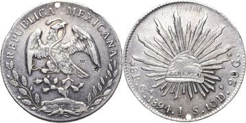 8 Reales 1894, Mexiko Republik seit 1867, Verzenden
